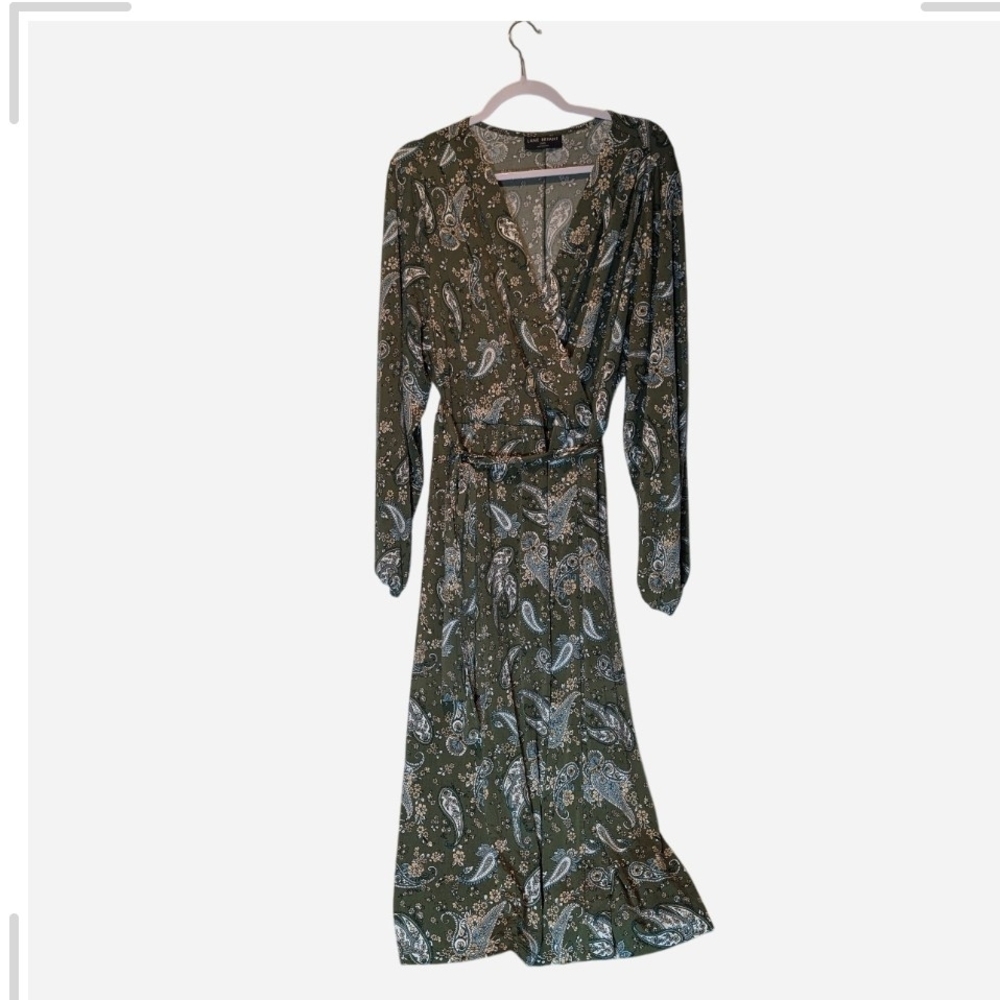 Pre-owned Lane Bryant Green Paisley Long Sleeve Dress Size 22/24 - Picture 6 of 16